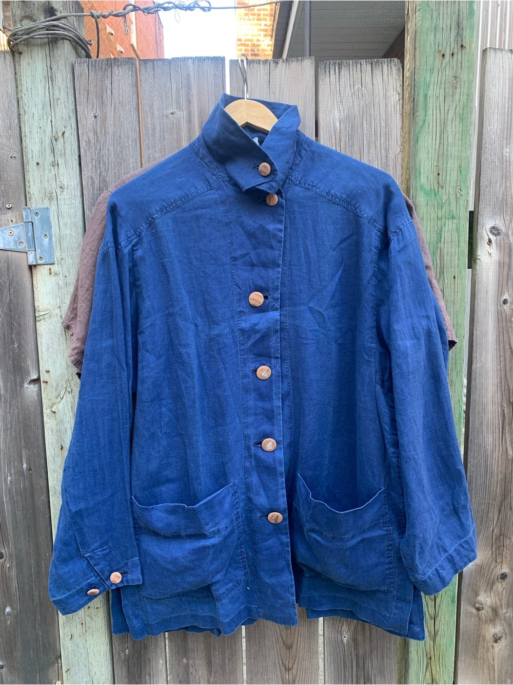 Vtg SERGE & REAL Montreal 100% Linen Jacket Allegri Made in Italy Indigo Blue L